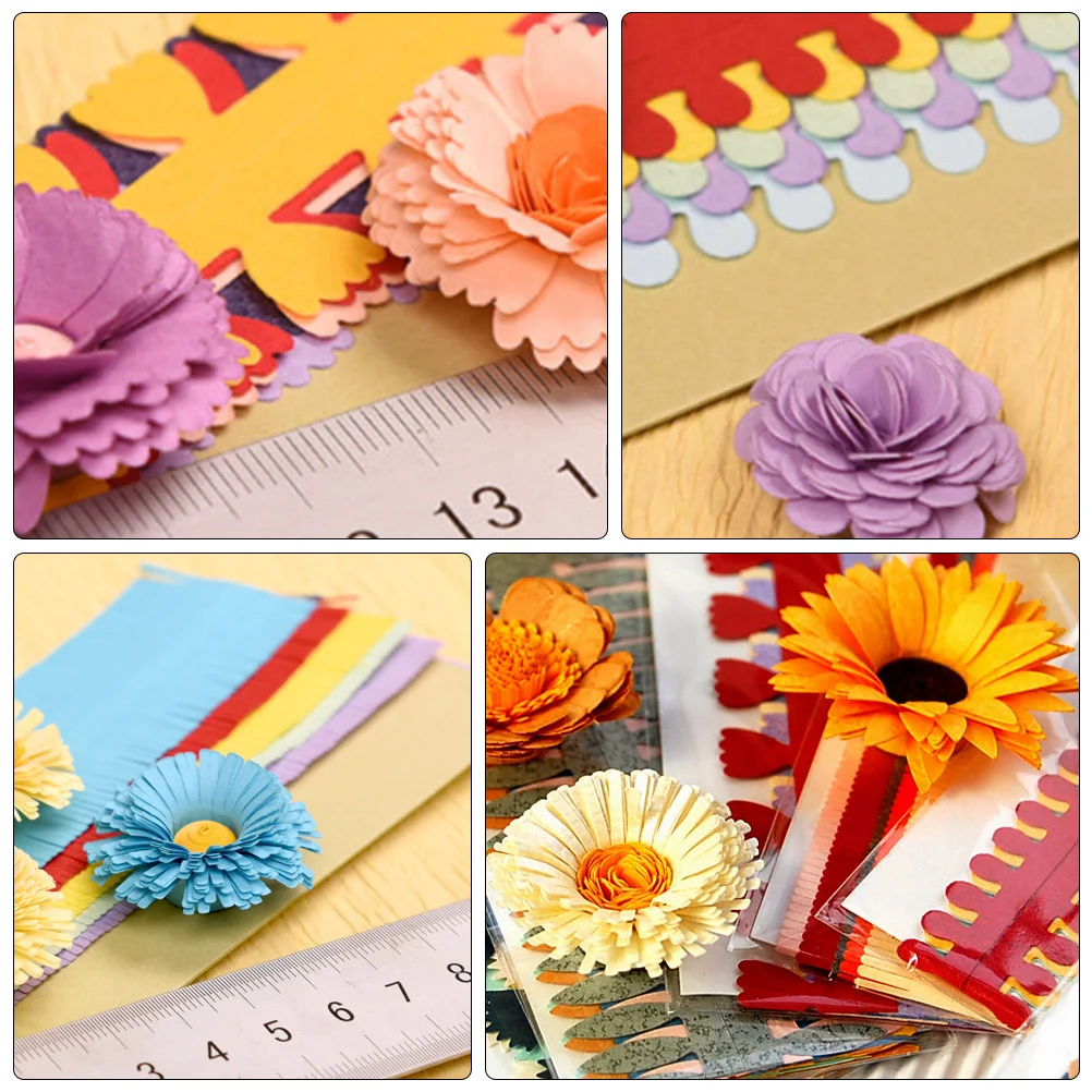 60pcs Paper Flowers Strips Colorful Diy Petal Craft Making Kit For Wedding Party Decoration Kids Family Art Projects Flower