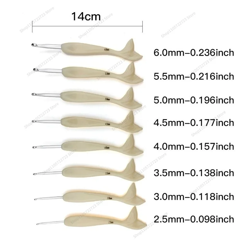 For Sweater Needle ABS Resin Glossy Fishtail Handle, Alumina Crochet Set 8 Pcs