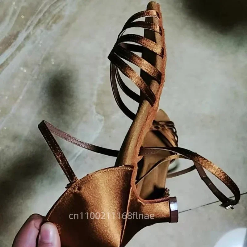 Erwachsene High Heels Lateinamerikanische Tanzschuhe aus geschmiedetem Stoff mit weicher Sohle, Tanzschuhe für Damen, Tanzperformance- und Übungsschuhe – Detail 3