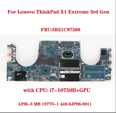 

New X1 Extreme 3rd Gen P1 Gen 3 Laptop ThinkPad motherboard SN 19770-1 19803-1 CPU W10855M i710750H I910885H GPU T1000 T2000