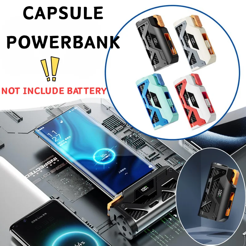 Capsule Power Bank Case 5000mAh Large Capacity Dual Plug Power Bank Digital Display Fast Charging Powerbank Shell No Battery
