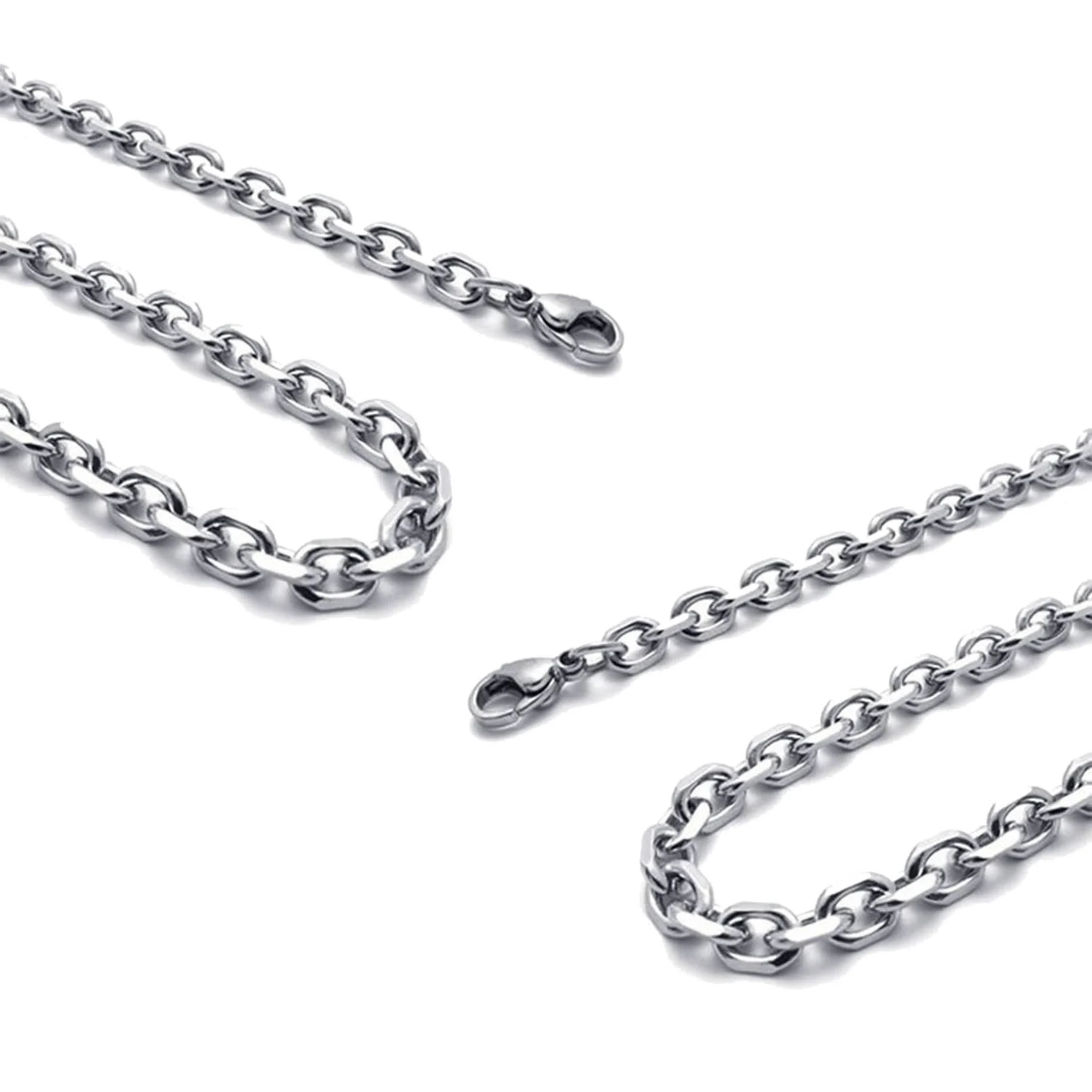 Daily 2X Velvet Bag Jewelry Men's Women's Chain, Stainless Steel Necklace, Silver Color, Width 3 Mm, Length 55 Cm