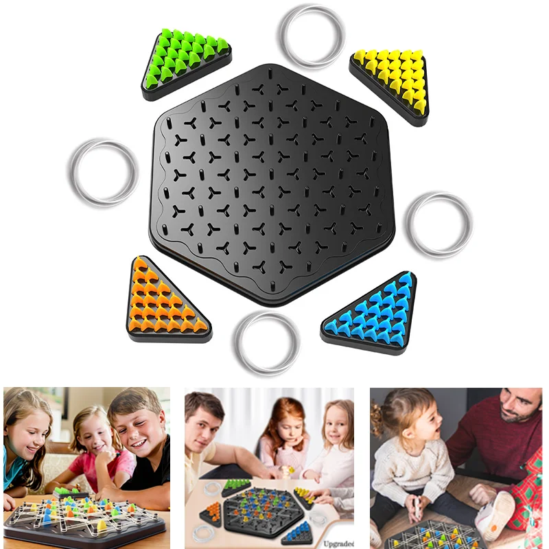 Chain Chess Rubber Band Triangle Game Tabletop Puzzle Toys Children Interactive Board Parent-Child Interactive Game