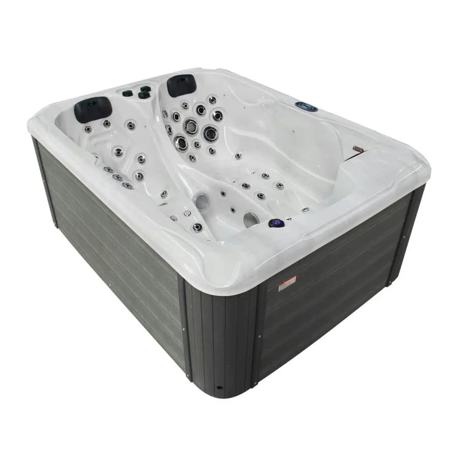 CE Approved Factory 3 Person Acrylic Hot Tub 79 Pcs Massage Jets Luxury Outdoor Hot Tub Massage Spa Jacuzzier Tub With 2 Lounger