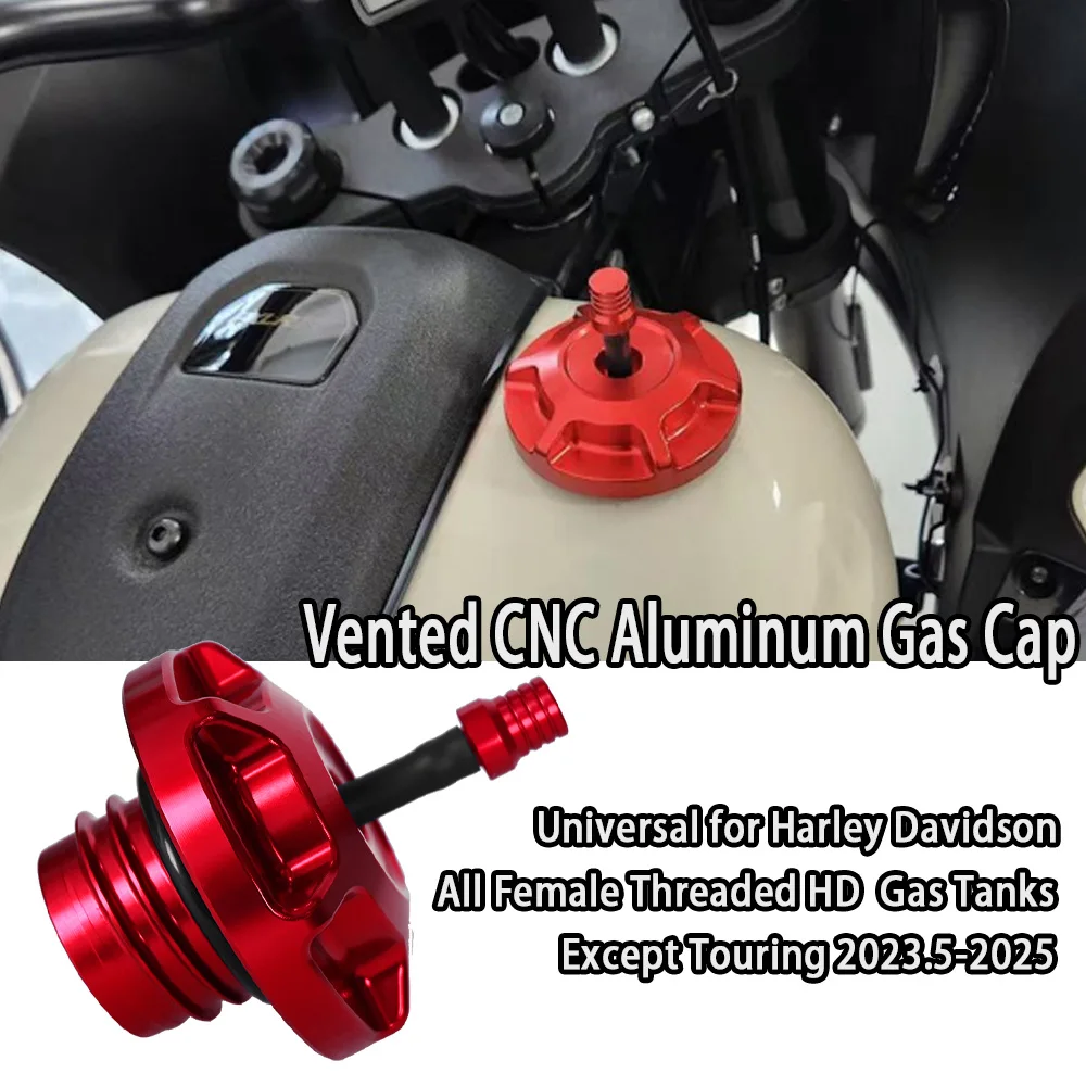 MX Club Style Vented CNC Aluminum Gas Cap Universal for Harley Davidson All Female Threaded Gas Tanks Except Touring 2023.5-2025