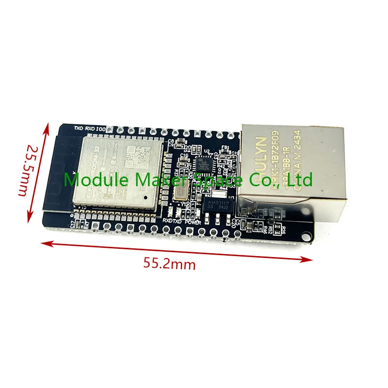 1 قطعة WT32-ETH01 جزءا لا يتجزأ من المنفذ التسلسلي الشبكات BT-متوافق إيثرنت واي فاي كومبو بوابة MCU ESP32 وحدة لاسلكية WT32 ETH01