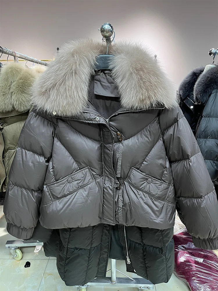 2026 Winter Warm Women Real Natural Fox Fur Collar Goose Down Jackets Puffer Parka Jackets Thick Female Streetwear Hot Sale