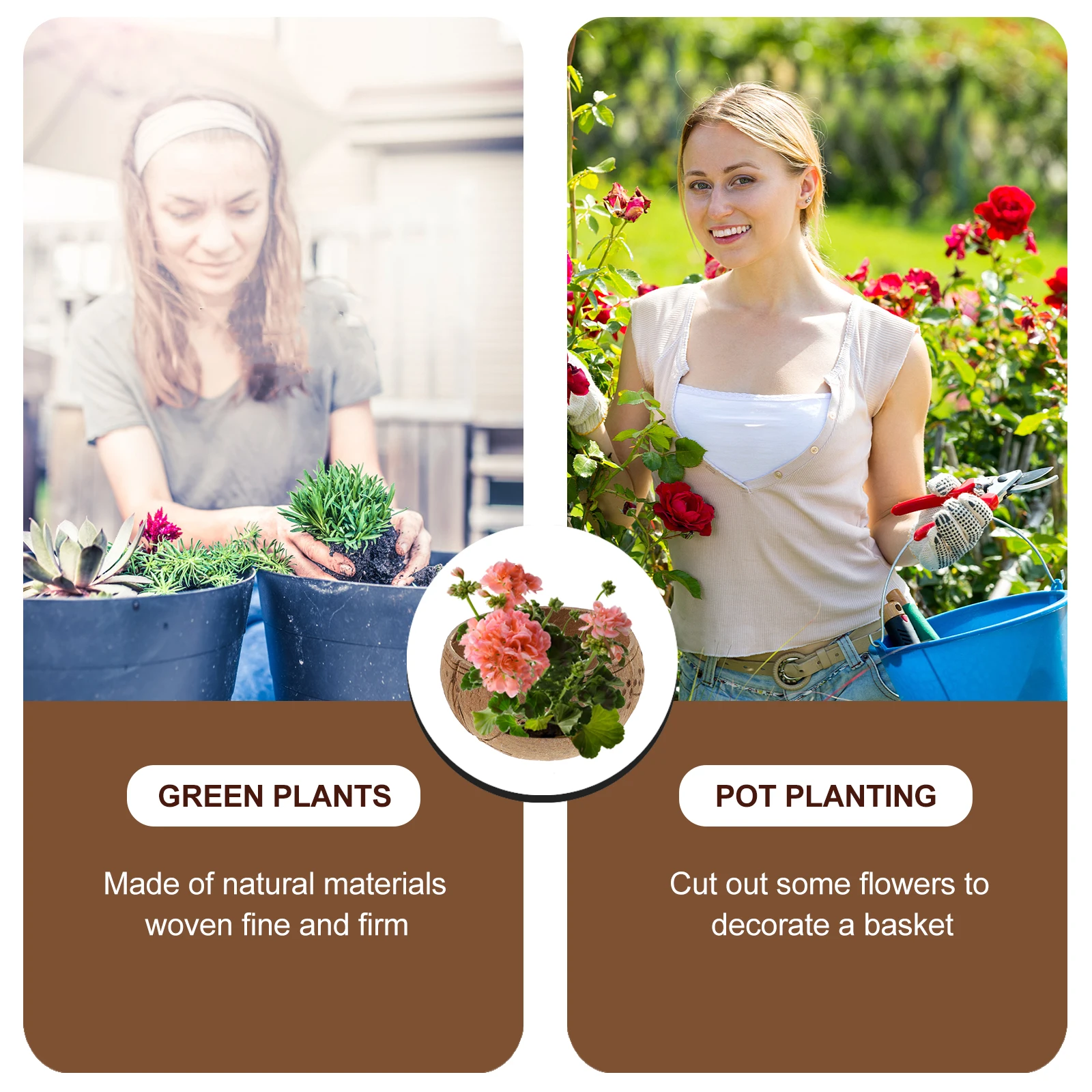 

1Pcs Succulents Hanging Pot Coconut Shell Planter Elegant Retro Balcony Plant Holder Natural Decorative Flowerpot