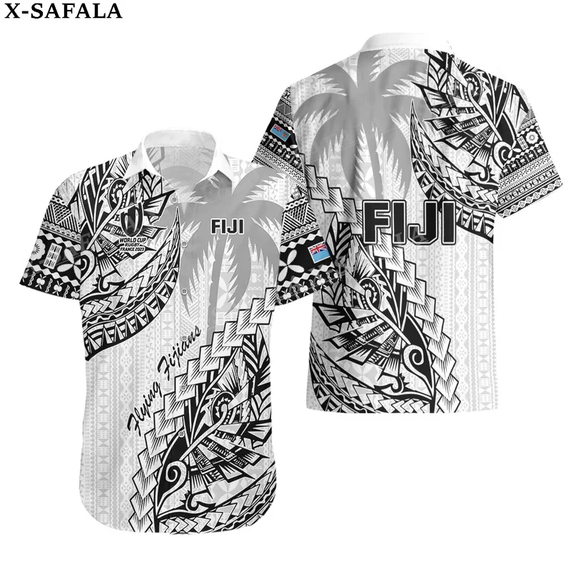 Fiji Rugby Polynesia Fiji For 7s, Its Time 3D Print Mens Hawaiian Beach Shirt  BUTTON UP SHIRT Fashion Short Sleeve Tops-9