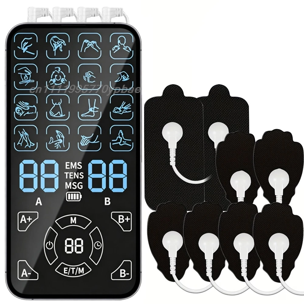 Appareil TENS & EMS 4 canaux, 16 modes, stimulateur musculaire pour soulager la douleur sans médicaments - Masseur corporel intelligent portable