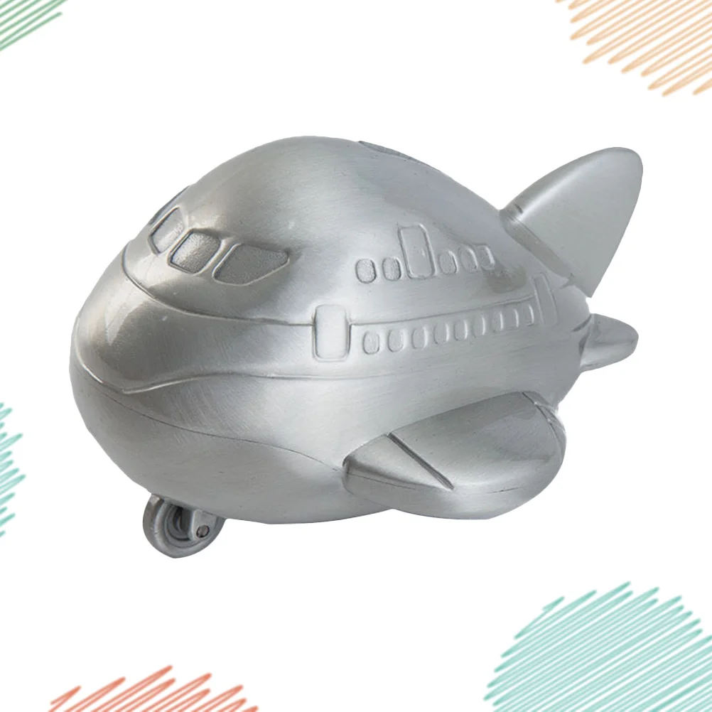 Metal Airplane Piggy Bank Durable Coin Storage Box Desktop Decor Home Office Kitchen Gift For Toddler Save Money Organizer