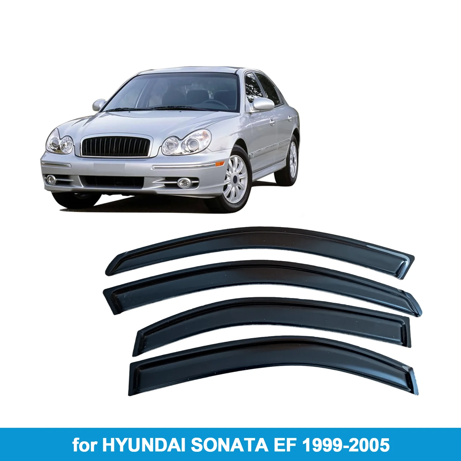 

Window Visor for HYUNDAI SONATA EF 1999-2005 Rain Guard Side Vent Deflector Weathershield Outside-Mount Tape On