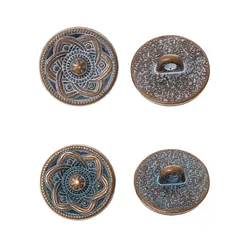 50pcs 15mm Vintage Metal Shank ButtonsRound Antique Copper Flower Carved Spray Painted Buttons DIY Women Coat Sewing Accessories