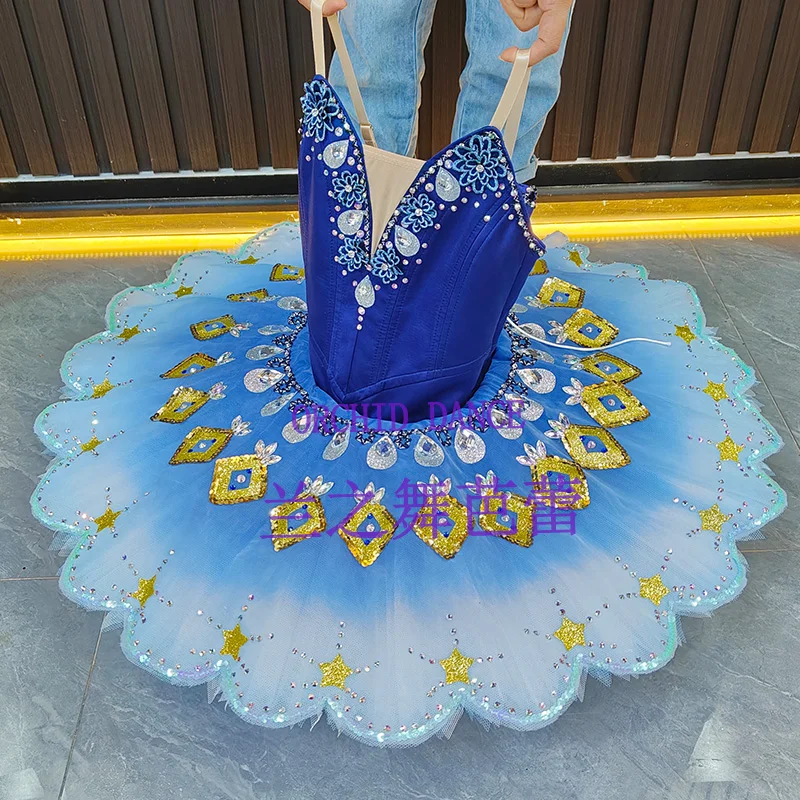 BT2507078 Tamaño personalizado profesional Color personalizado Niños Niñas Mujeres Adulto Trajes de tutú de ballet azul