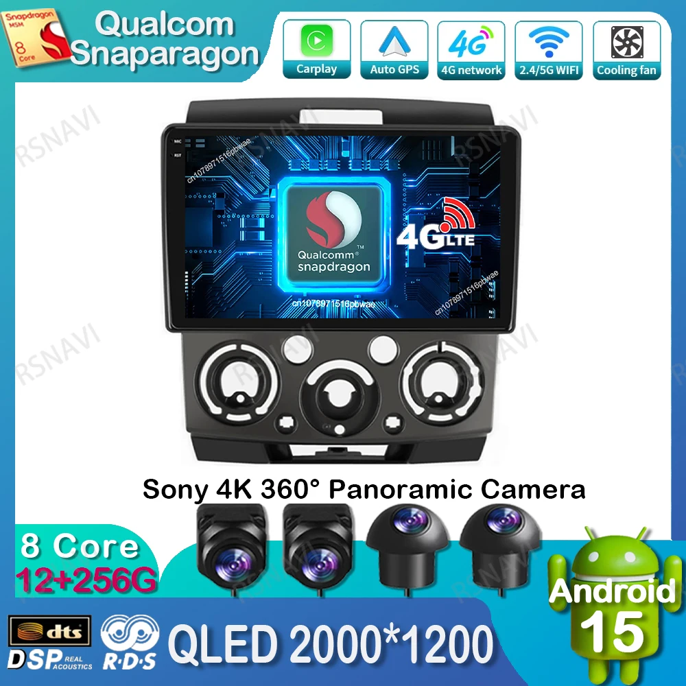 

Android 15 Car Radio For Ford Everest Ranger For Mazda BT50 BT-50 2006-2011 5G WIFI Navigation 4G LTE Head Unit GPS Qualcomm DVD