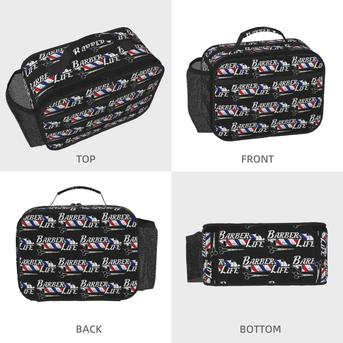 Barber Shop Sign Entrance Insulated Lunch Bag for Women Children Portable Food Boxes Thermal Lunch Box Tote