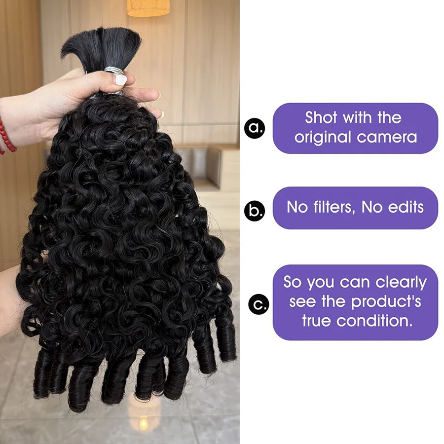 Lemoda البورمية مجعد وصلة إطالة شعر طبيعي مع أطراف سبايل بوهو تجديل لا لحمة حزم عذراء الشعر 15A 1/2/3/4 قطعة 12-32in #4