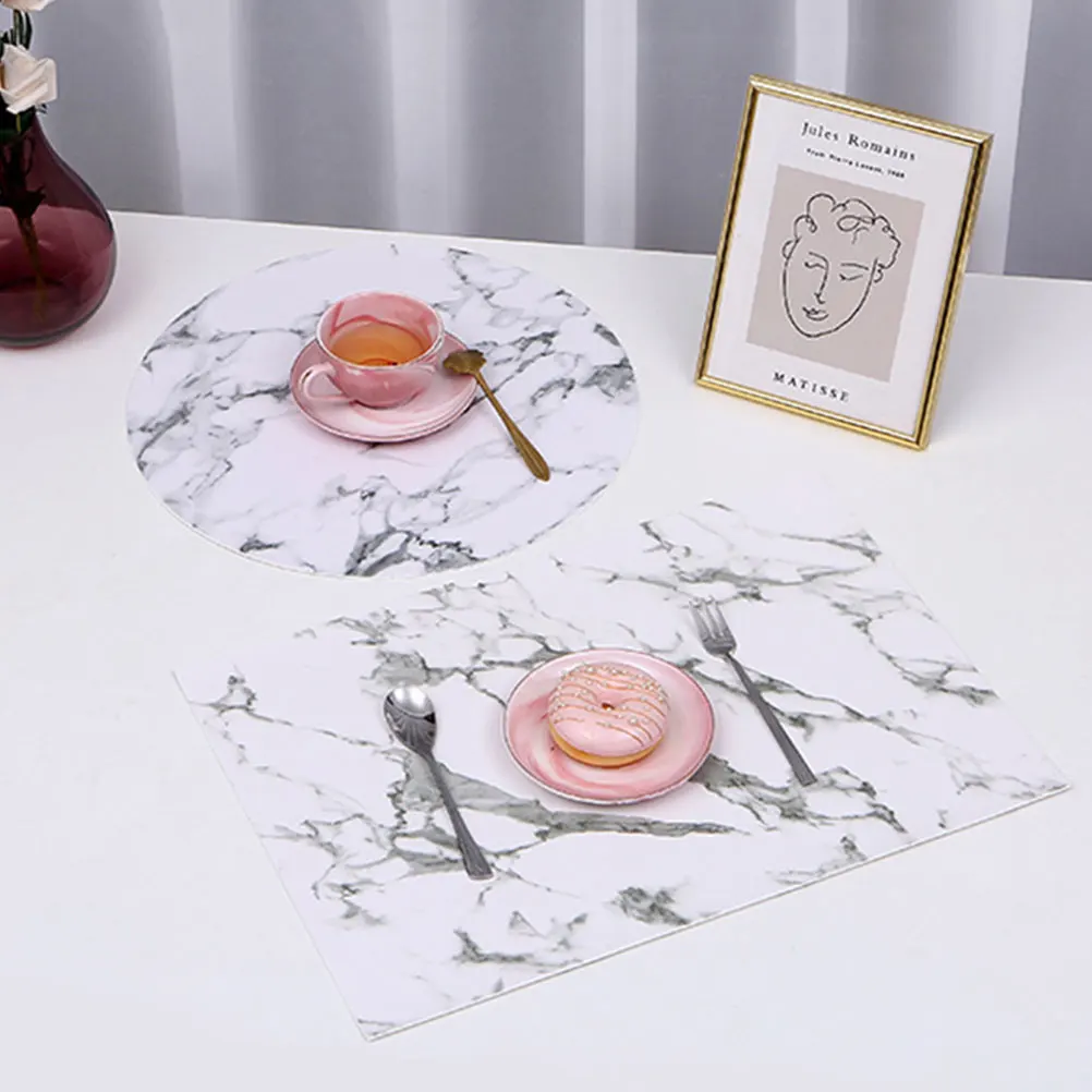 

4pcs Marble Grain Pu Coasters Cup Mats Waterproof Heat Resistant Table Protectors For Home Decor Luxury Gift Idea