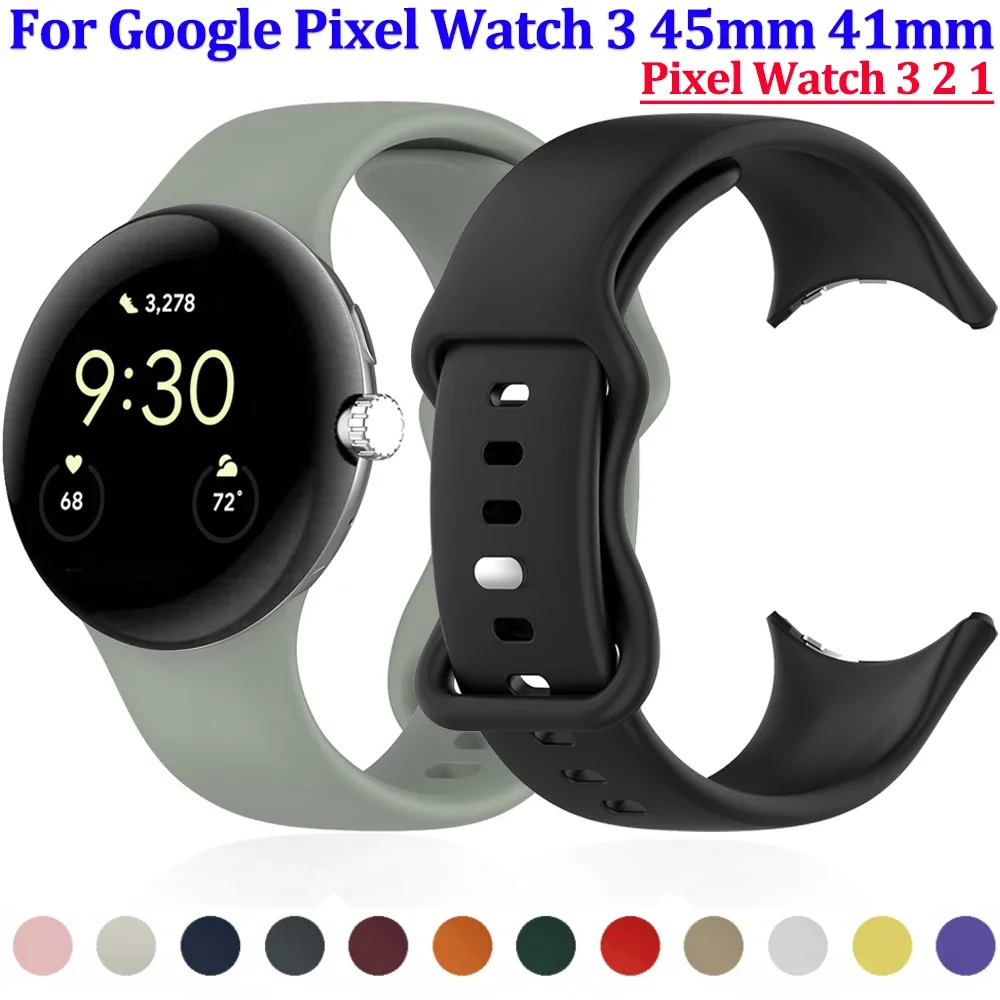 

No Gap Silicone Strap for Google Pixel Watch Band 3 45mm 41mm Original Bracelet Wristband Belt for Google Pixel Watch 1/2/3 Band