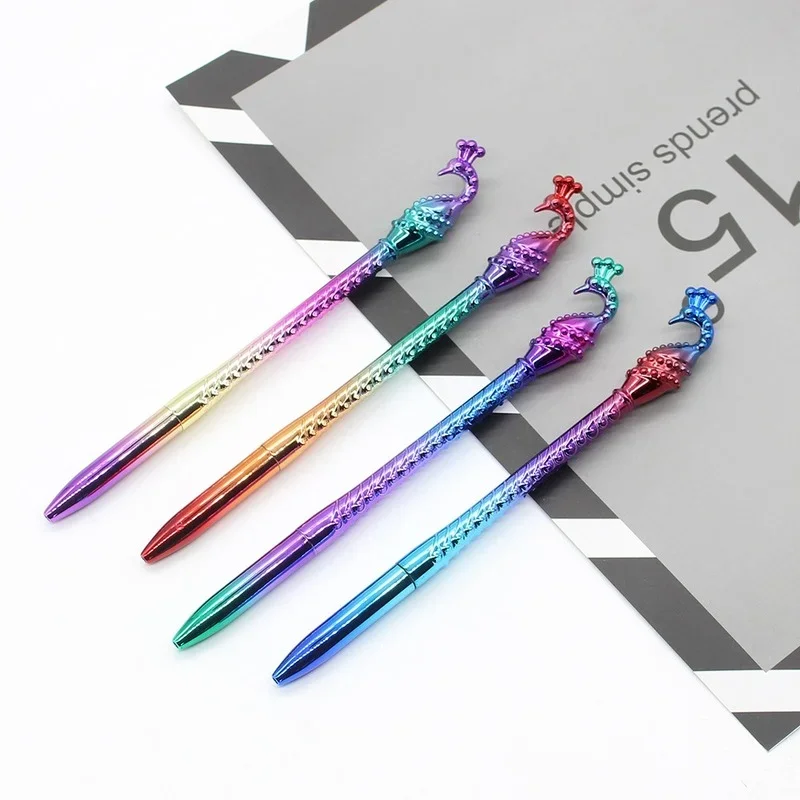 

24PCS Creative Stationery Electroplating Gradient Color Phoenix Shape Ballpoint Pen Cute Stationery Office Accessories B