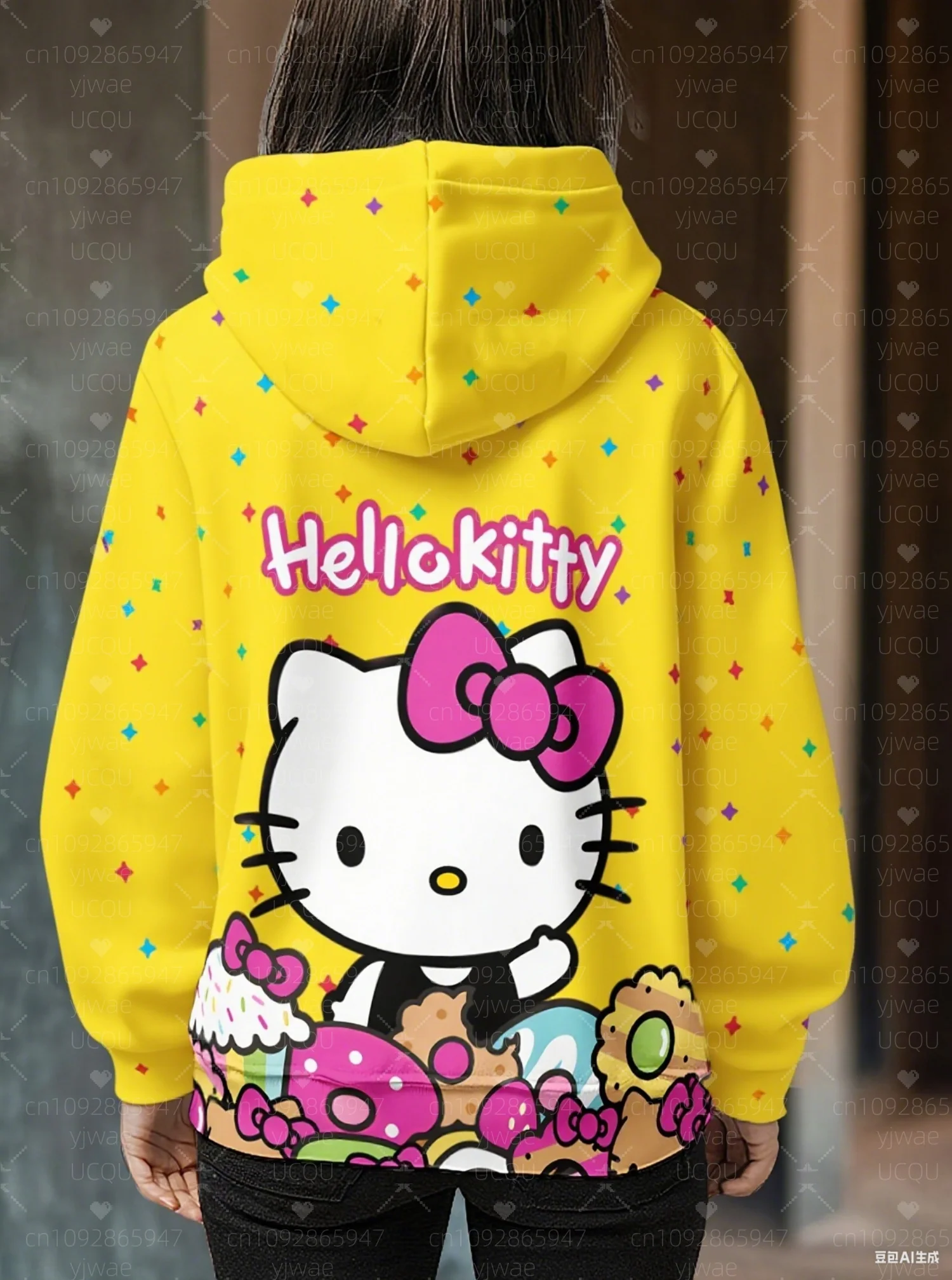 2025 المرأة ثلاثية الأبعاد الكرتون مرحبا كيتي مقنعين هوديي الشتاء النساء مقنعين في الهواء الطلق كل مباراة هوديي الإناث فتاة بلايز النساء الملابس