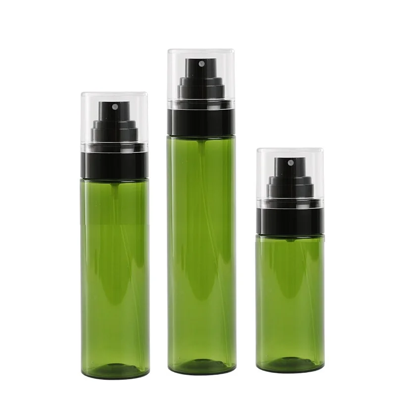 

Green White Plastic Fine Mist Spray Toner Water Bottle 30ml50ml80ml100ml120ml PET Empty Round Atomizer Refillable Bottle 25pcs