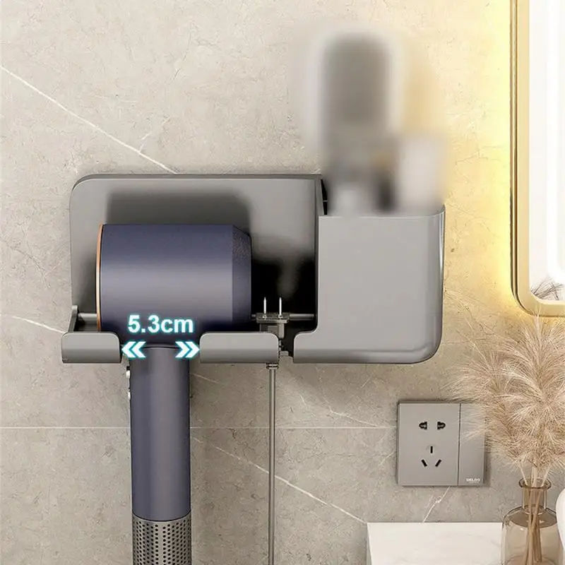 Hair Dryer Holder No Punching Free Hands Well-designed White Bathroom Storage No Punching Rack Safe To Use Wall-mounted