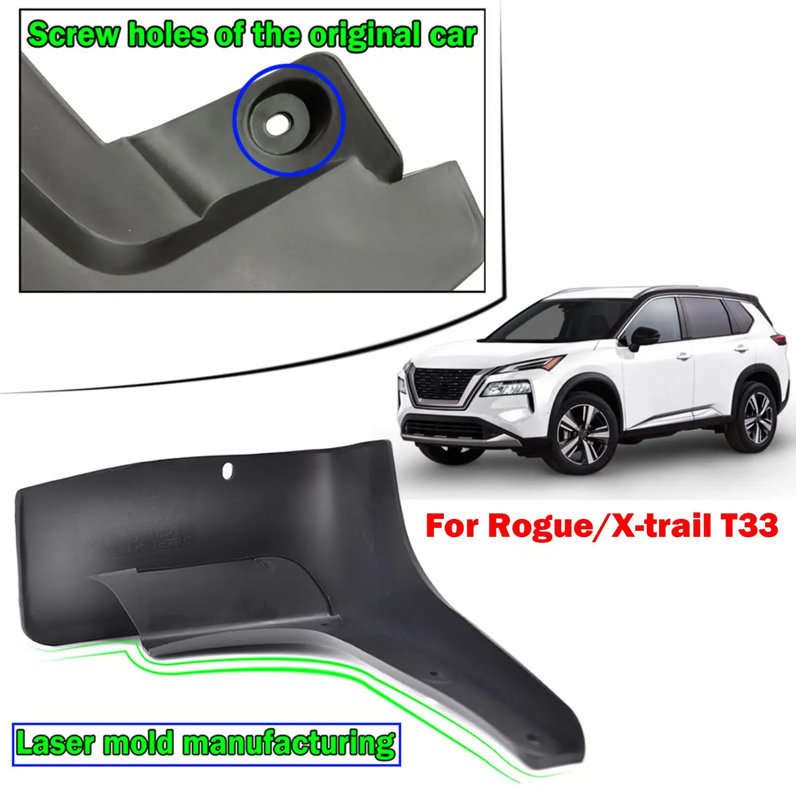 Bavettes avant et arrière moulées pour Nissan Rogue X-Trail, garde-boue, garde-boue, garde-boue, garde-boue, Nissan Rogue X-Trail T33, 2021, 2022,