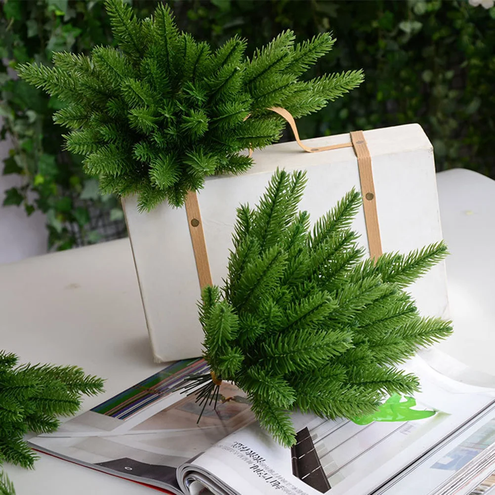 

10 pcs Pine Picks Artificial Pine Needles Simulated Green Branches For Christmas Tree Decor Wedding Stage Home Office Hotel Year