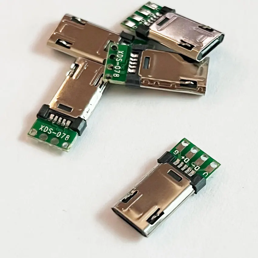 5/10pcs Micro USB 5Pin Male Plug With PCB Solder Plate Double-sided Micro 5P Connector Jack Port 4Pin Welding Wire Board Plug