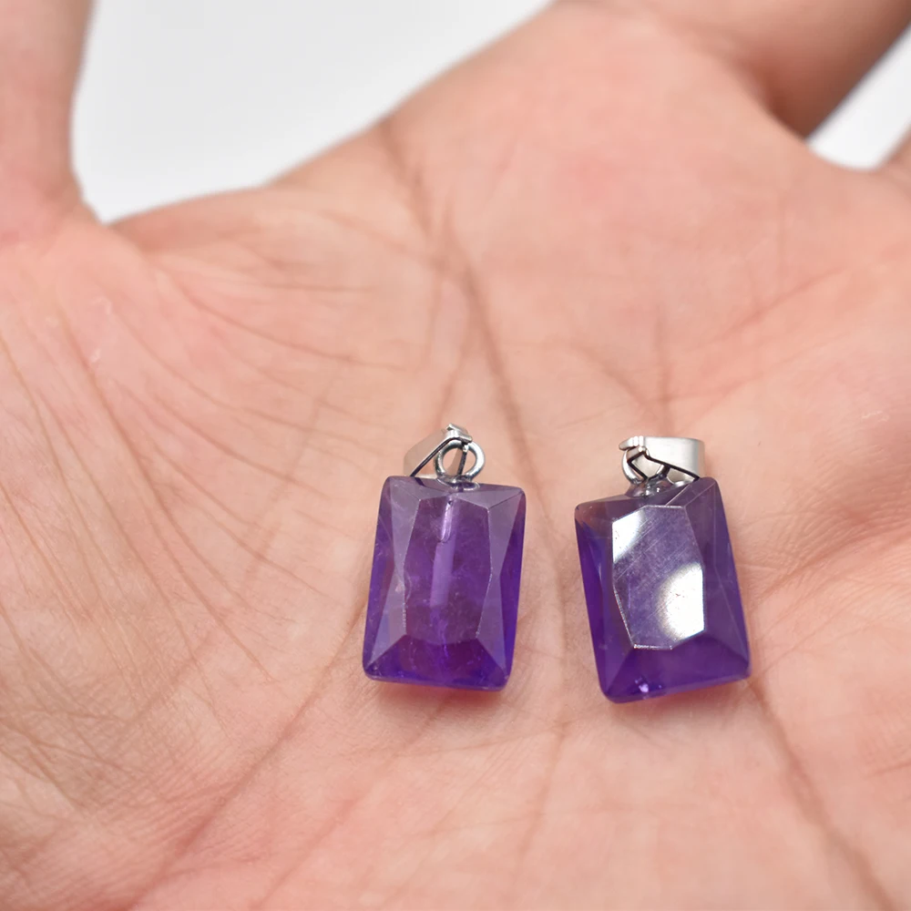 Großhandel 20 Stück/Lot geschliffene 10x14mm Naturstein Amethyst Rosenquarz Anhänger DIY Charm für Schmuckherstellung Kostenloser Versand – Detail 4