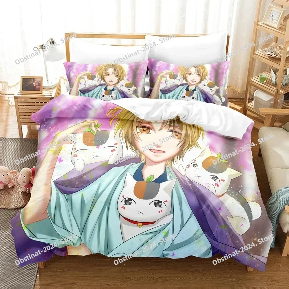 

Natsume's Book of Friends Anime Bedding Set Printed Bed Set Duvet Cover Sheet Pillowcase Soft Quilt Cover Full Queen King Size