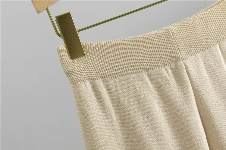 Mode bref tempérament tricoté pantalon deux pièces ensemble décontracté femmes tressé garniture or bouton Cardigan pull et pantalon costumes