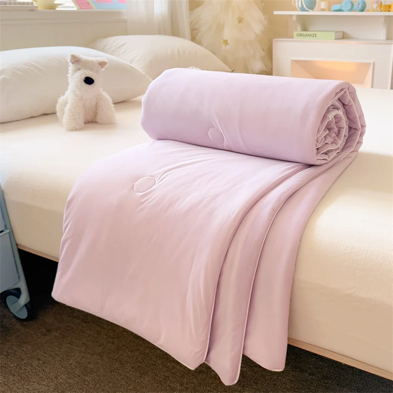 

Однотонное двуспальное летнее одеяло из шелка класса А с охлаждающим эффектом для дома, для двух человек, для кондиционированных помещений, для общежития, односпальное