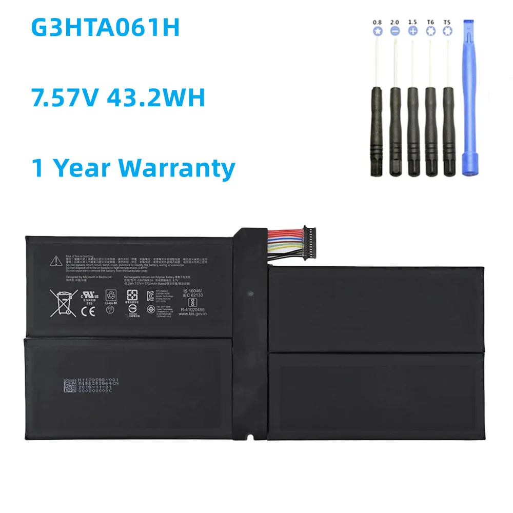 

NEW G3HTA061H Tablet Battery For Microsoft Surface Pro 7 1866 Series G3HTA061H 7.57V 43.2WH/5702mAh