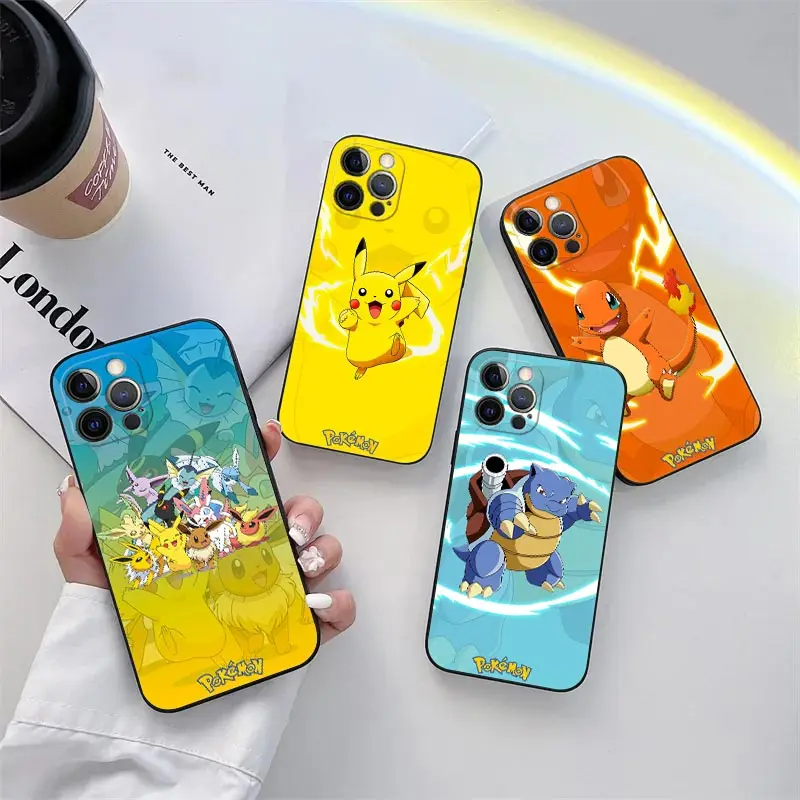 Pokemon Pikachu Blastoise Anime Phone Case for iPhone 11 15 Pro Max Case Coque 14 Plus 13 Pro 12 Mini 11 X XS XR 8 SE Soft Cover