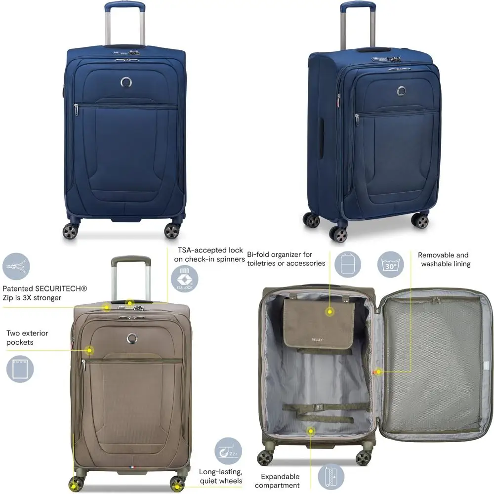 

Средний 25-дюймовый расширяемый спиннерный чемодан темно-синего цвета, софтбокс, с высококачественными колесами, идеально подходит для путешествий