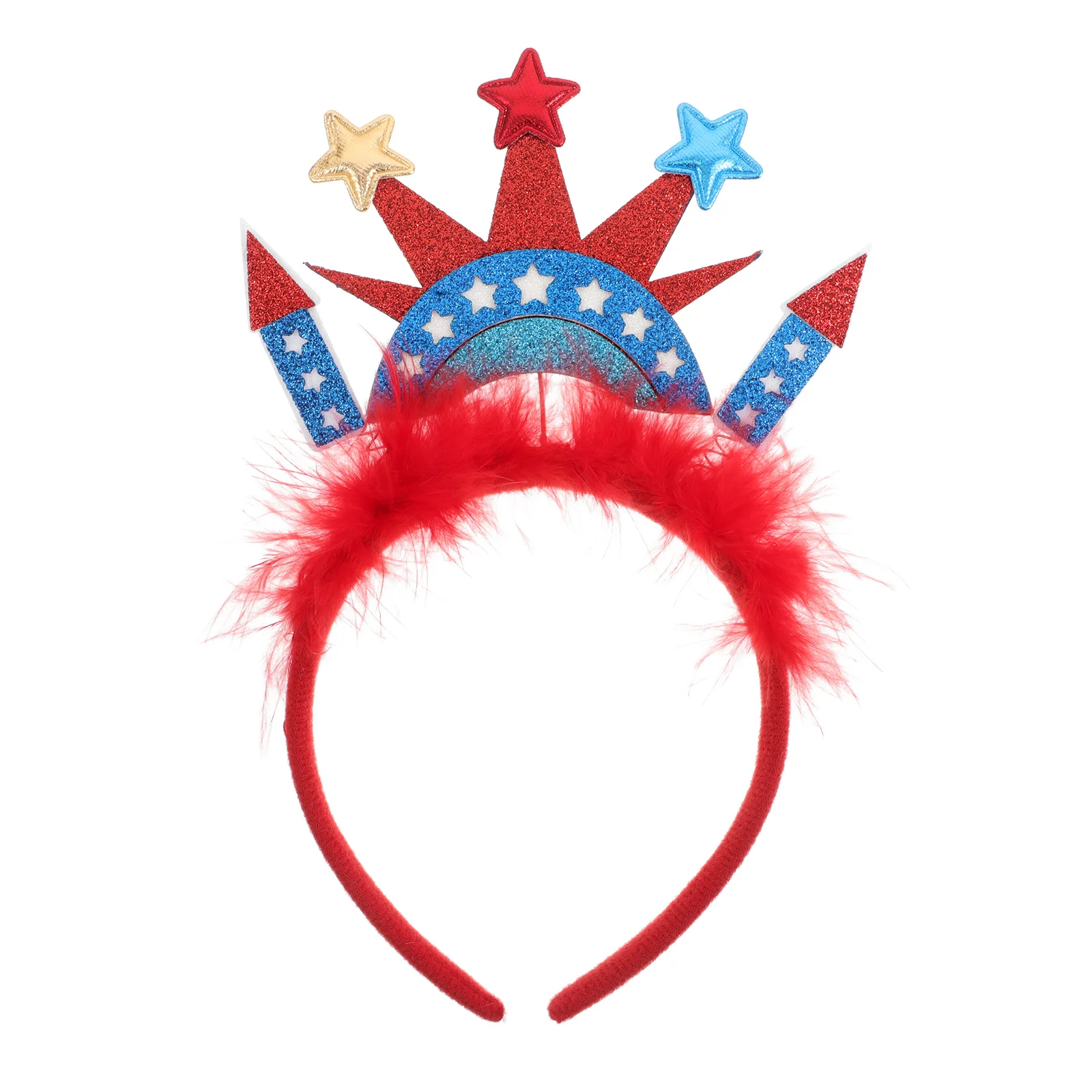 

Statue of Liberty Headband Red White Blue Patriotic Design Comfortable Fit Independence Day July 4th Party Photo Prop Hair Hoop
