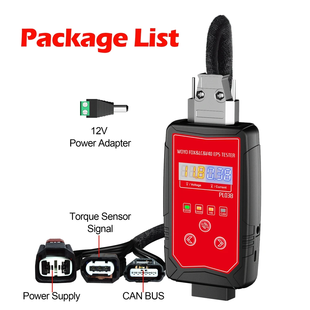 WOYO PL038 Antriebsdiag Daten Eisengehäuse Elektrischer Servolenkradmotor EPS-Tester für Ford & Kuga & Explorer & Lincoln & Volvo V40