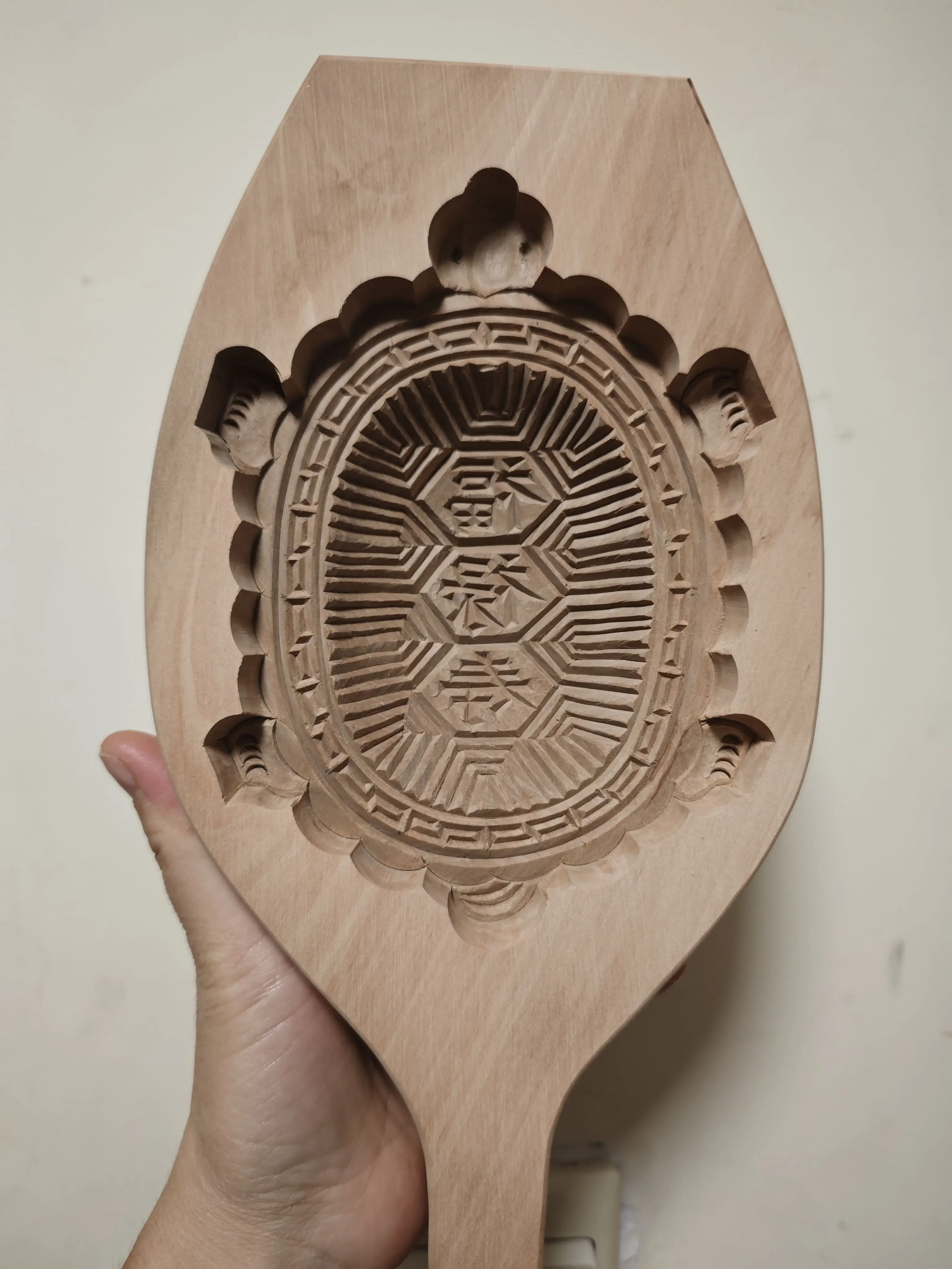 Hand-carved longevity turtle mold, money turtle print, traditional hand-carved harvest, Fujian Minnan red turtle kueh