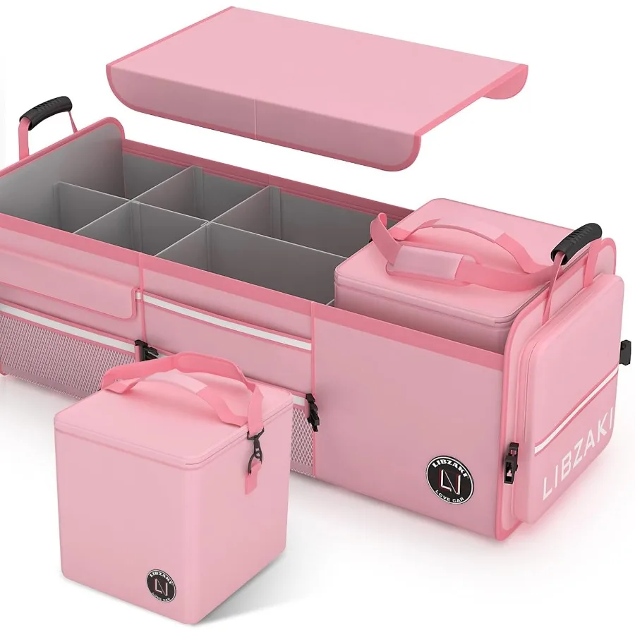 

Большой органайзер для хранения багажника автомобиля 4 в 1, складной ящик для хранения багажника с несколькими отделениями и сумкой-холодильником для автомобиля Tru