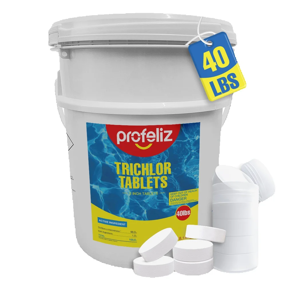 PROFELIZ Chlorine Tablets 3 Inch for Swimming Pools, Kills Bacteria and Stops Algae, Slow Dissolving,Exclusive Protective Packaging,Pool Chlorine Tablets,40lbs