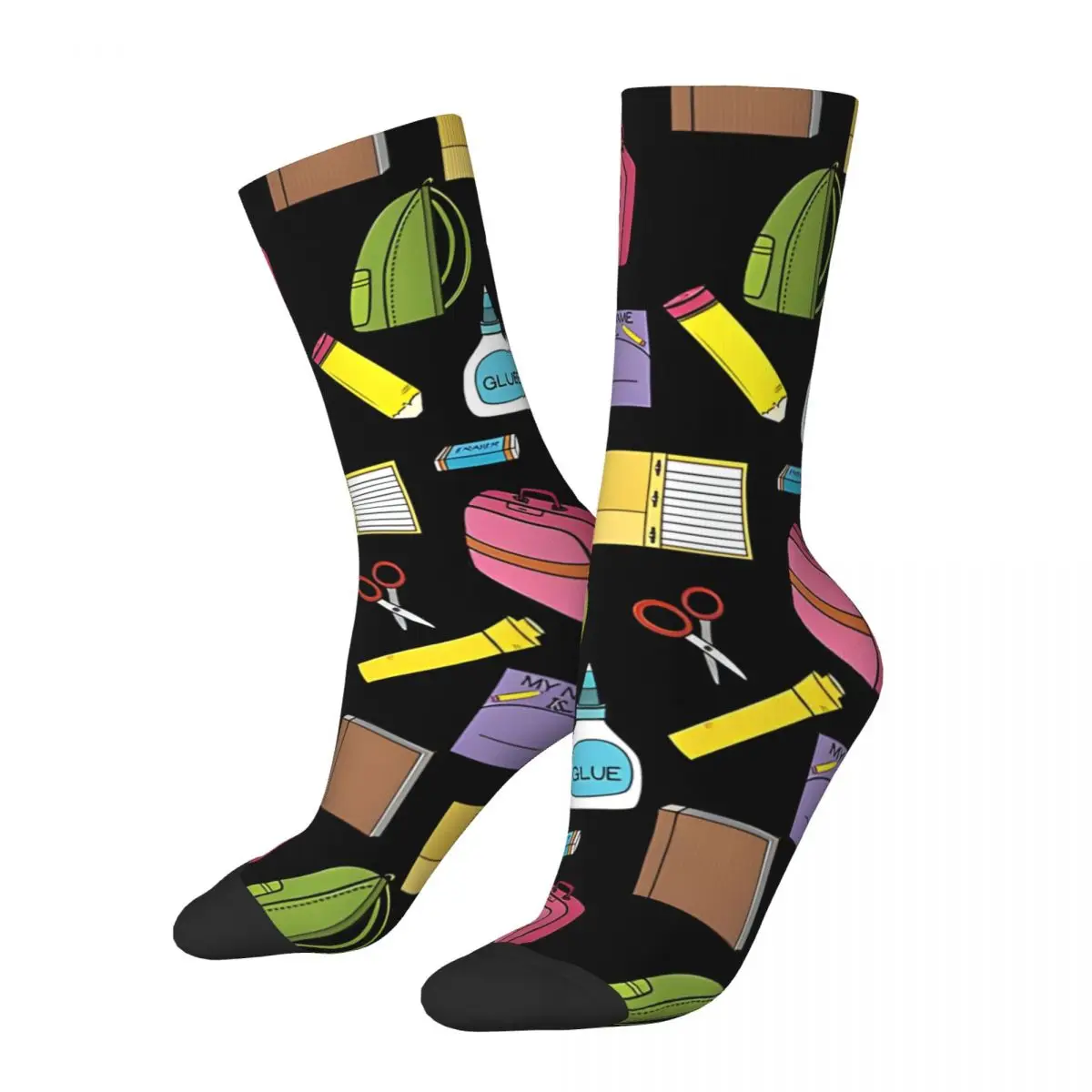 Retro School Supply Pattern Men's compression Socks Unisex Harajuku Pattern Printed Novelty Crew Sock