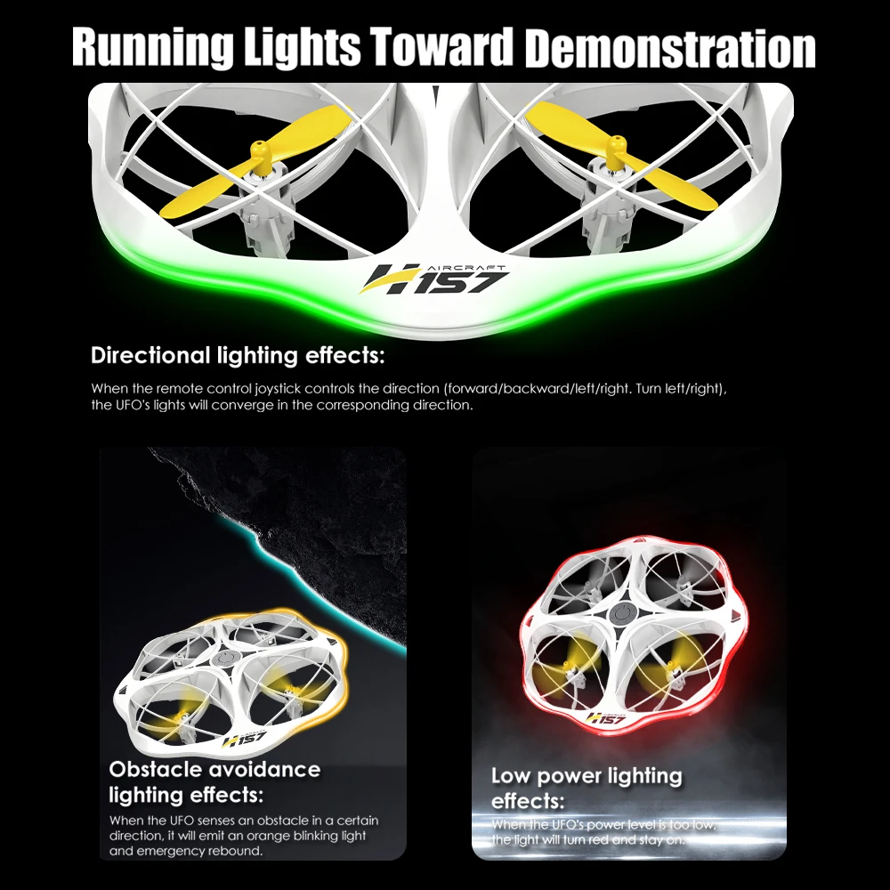 Mini RC LED Light UFO Helicopter H157 Rolling Stunt Quadcopter Obstacle Avoidance Induction Aircraft Toys Gifts Boys 14Y+