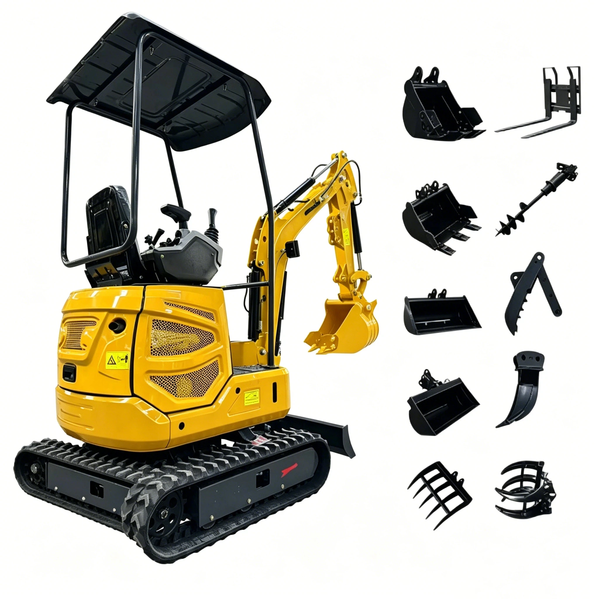 Mini Excavadora Económica de 2000 kg con Orugas de Goma, Pequeña Excavadora para Renovación de Jardín y Patio Trasero, Mini Excavadora Compacta Personalizada con Entrega Rápida