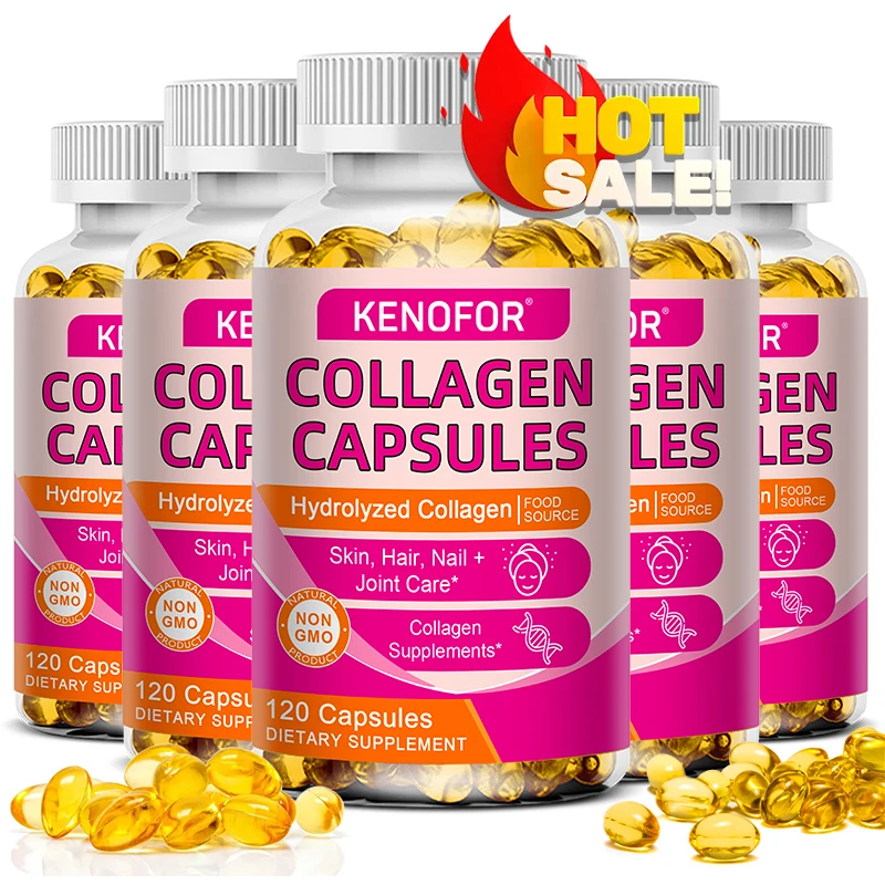 

Kenofor 120 Hydrolyzed Collagen Capsules - Support Skin & Joint & Hair & Nail Health - Collagen Supplement