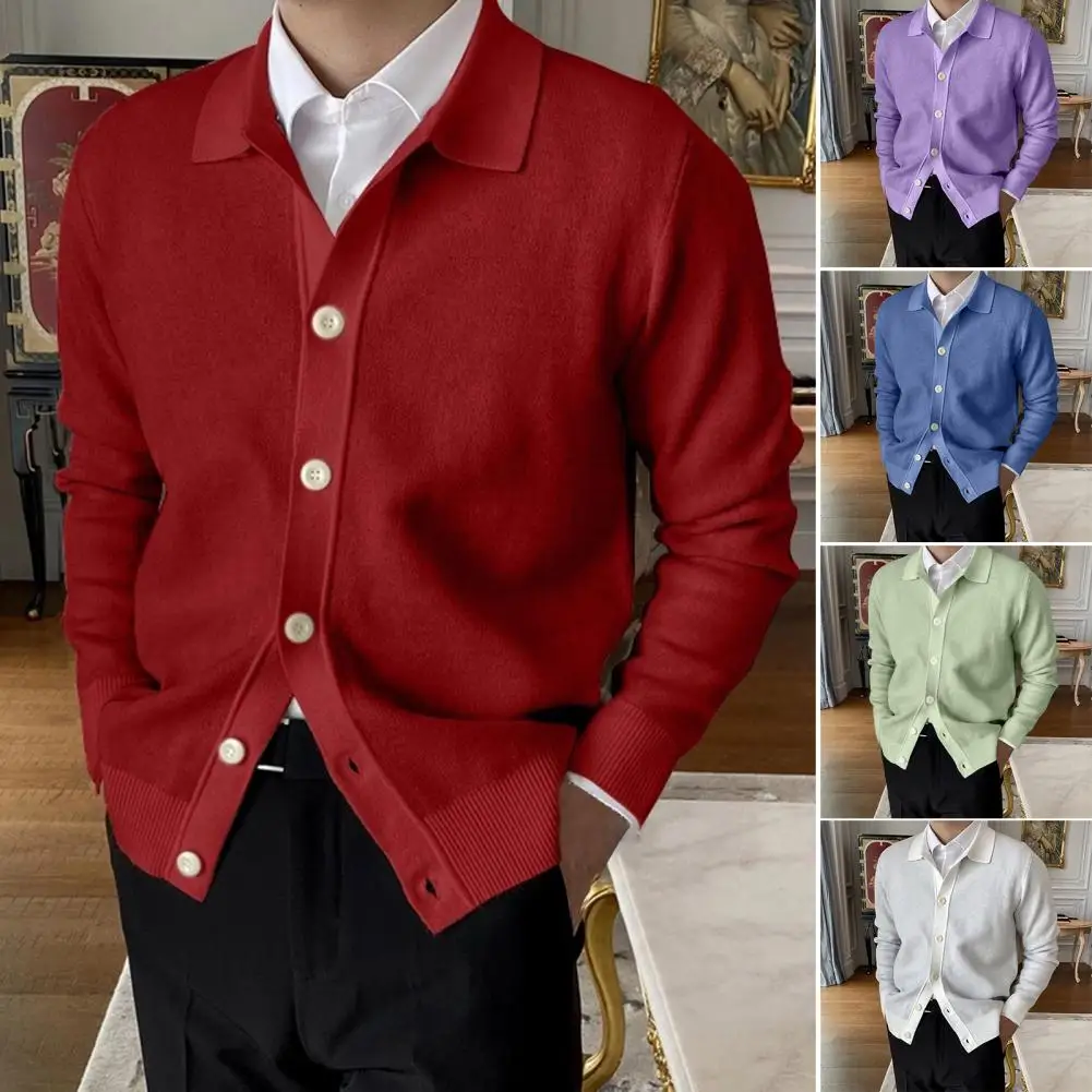 Trendy Casual Turn-down Collar Autumn Sweater Cardigan Men Sweater Jacket Lapel Soft Men Autumn Sweater for Work