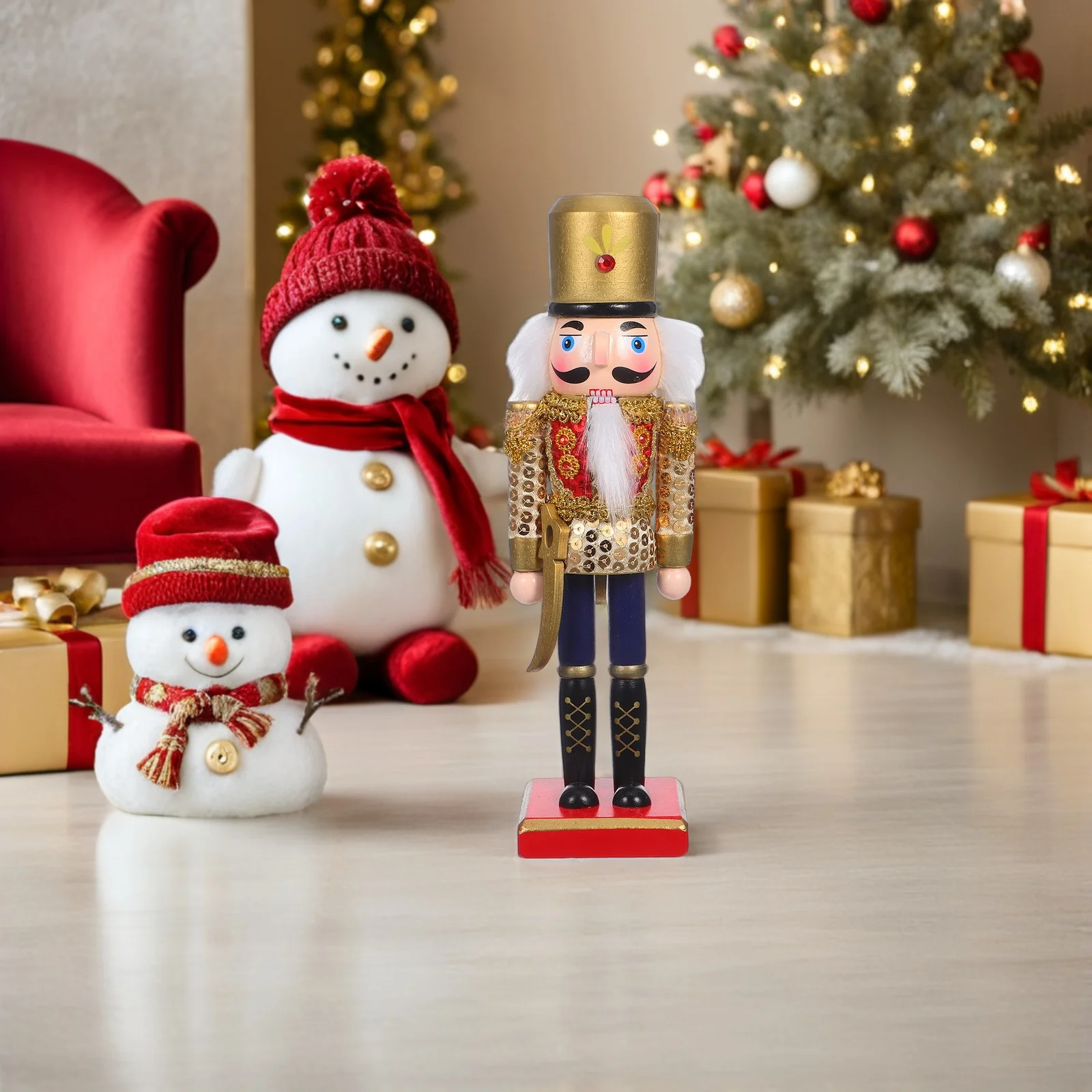 

Christmas Nutcracker Soldier Wooden 25cm Traditional Xmas Fireplace Decoration Holiday Table Centerpiece Nutcracker Soldiers