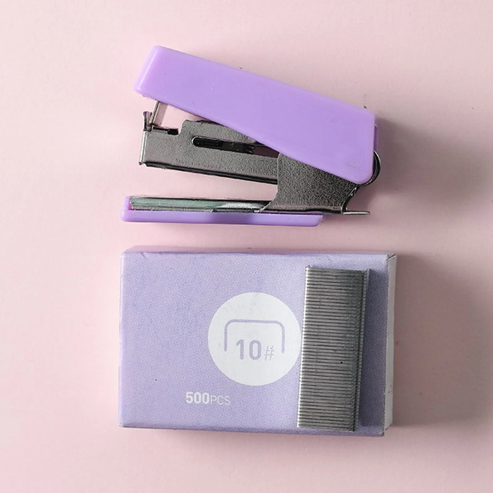 Mini conjunto de grampeador de mesa com 400 grampos, kit portátil de papelaria para escritório, material escolar para casa, ferramenta compacta de fixação de papel