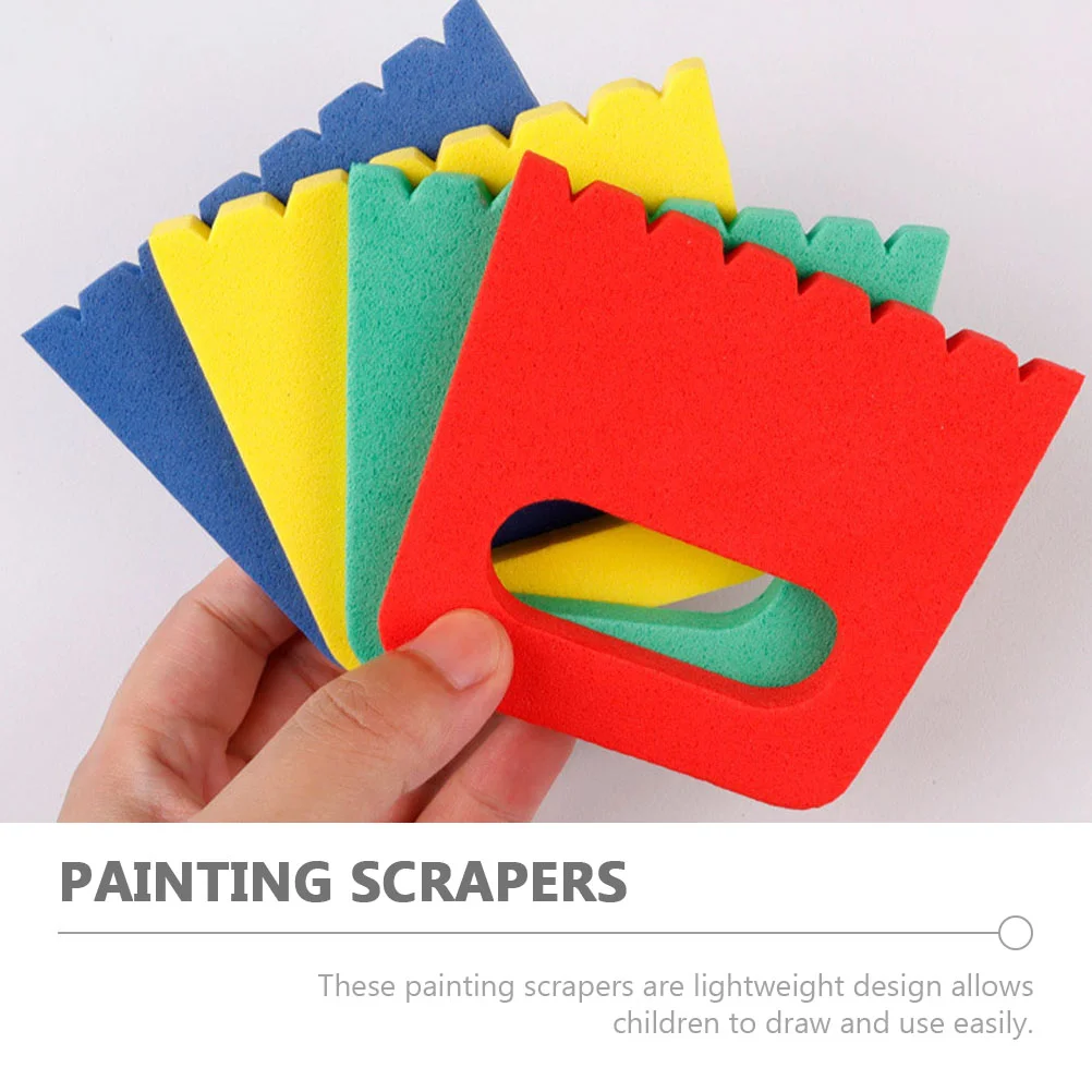 12 Pcs Crafts Tool for Kids Paint Scraper Scrapper DIY Line Graffiti Scrapers Sponge Baby